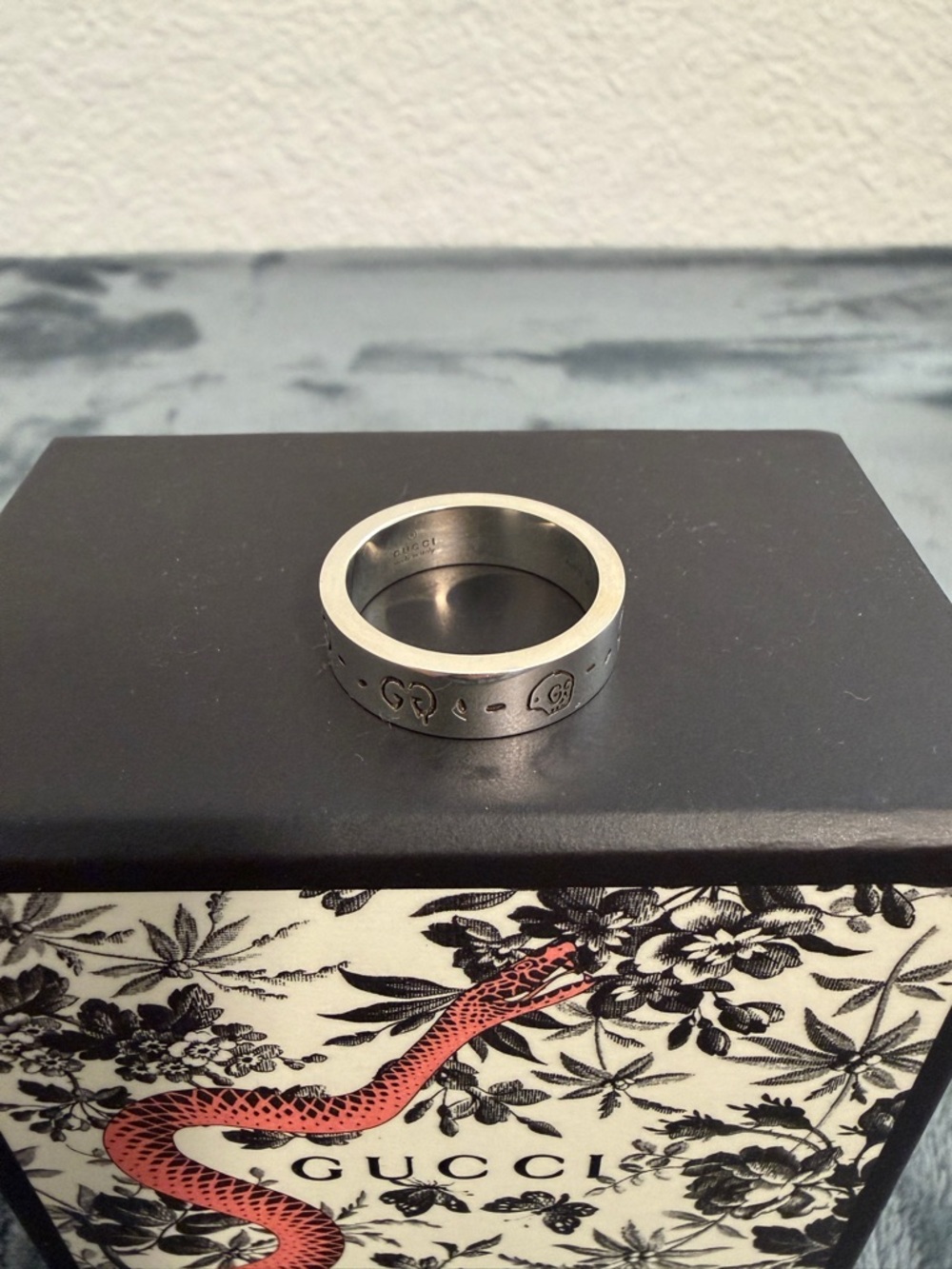 Brand New Gucci Ghost Sterling Silver 925 Ring Size 21 (US 9.5)